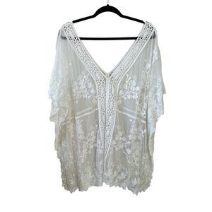 Ivory Lace Embroidered Swimwear Cover-Up